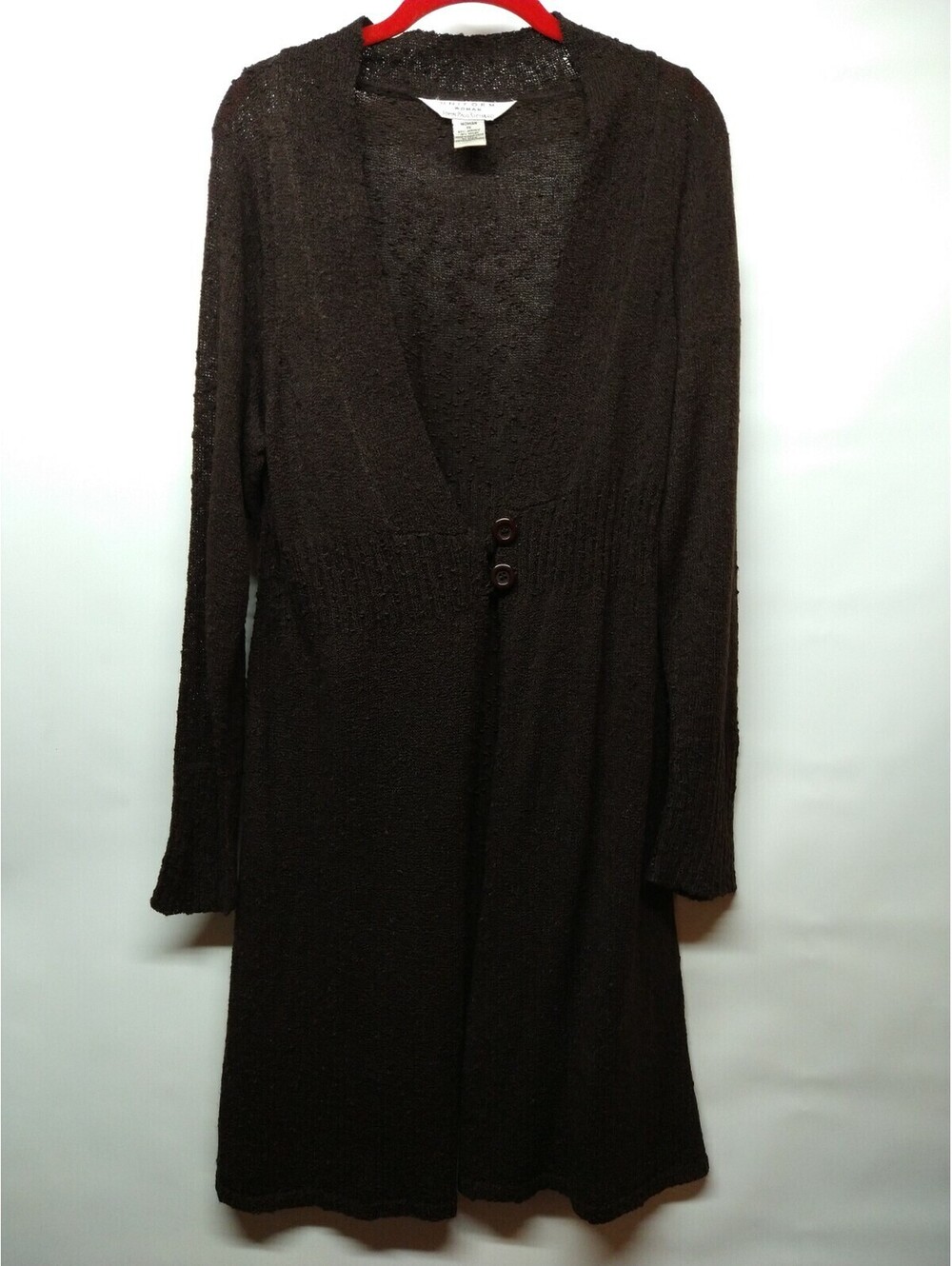 Uniform Woman By John Paul Richard Knee-length Brown Sweater Cardigan 1X 009
